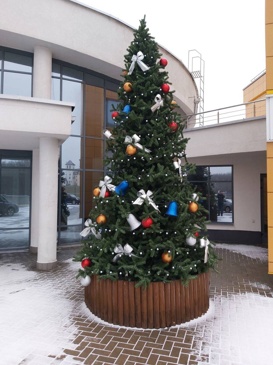 Украшение для больших ёлок "Колокольчик" парча серебро, 25см